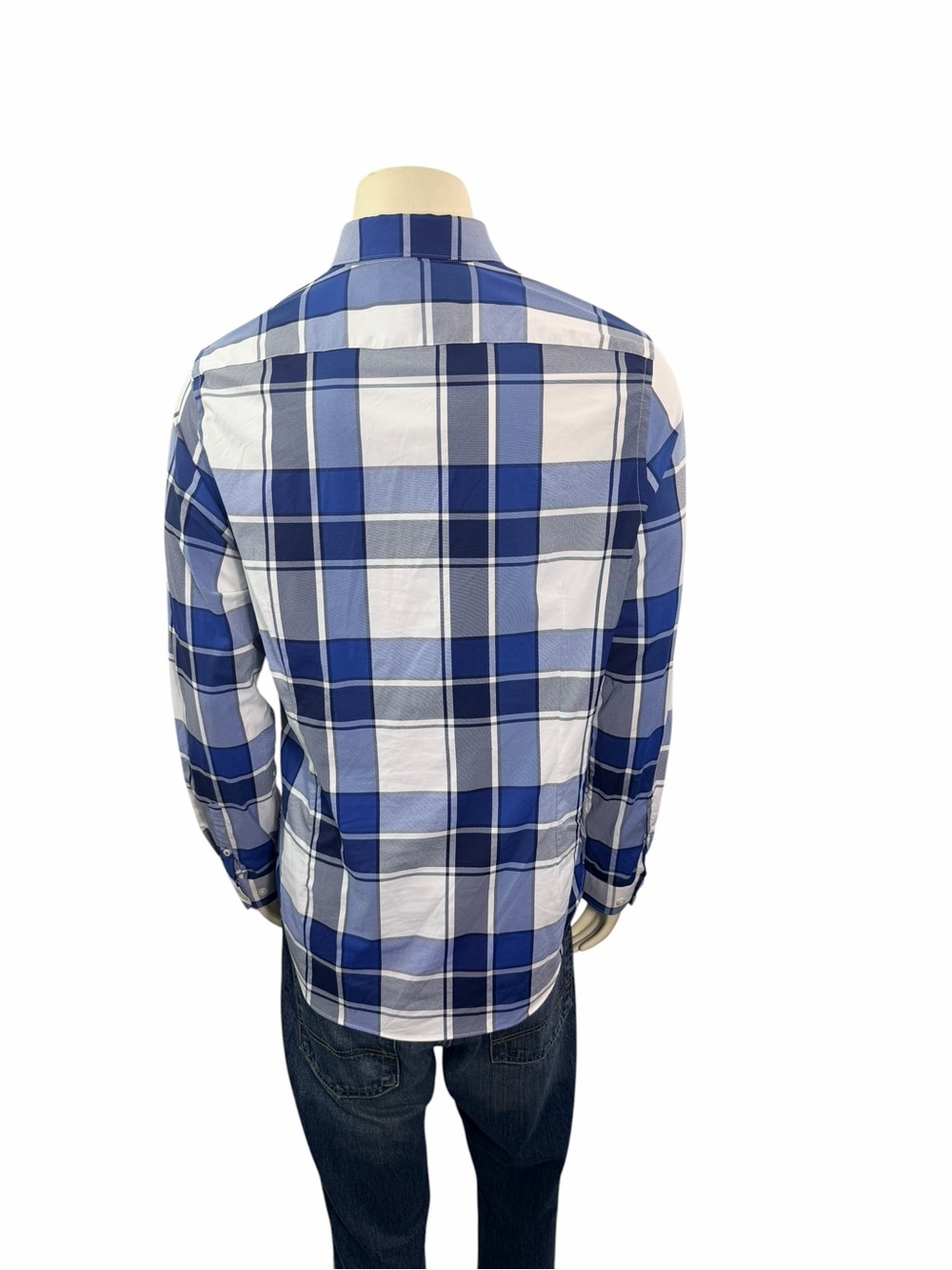 Express Men’s Size Large 16-16.5 Extra Slim Long Sleeve Plaid Button Down Shirt - Picture 5 of 6